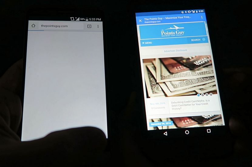 Google Fi blew away Sprint when loading a picture-heavy The Points Guy webpage.