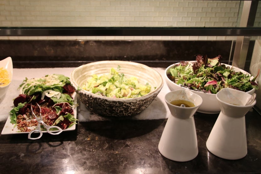 Beet, quinoa and arugula salad, "little gem lettuce salad" and mixed greens