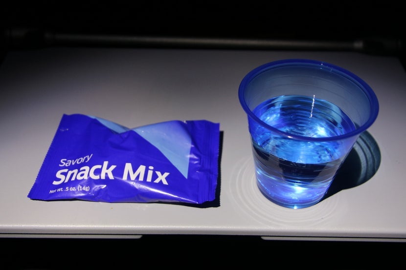 A mid-flight snack that most people were asleep for