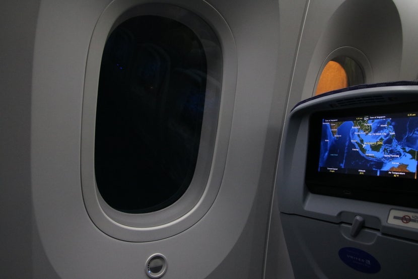 The Dreamliner window after dimming