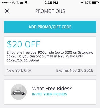 Claim your free UberPool ride in NYC.