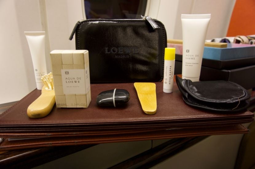 The amenity kit was definitely worthy of first class.