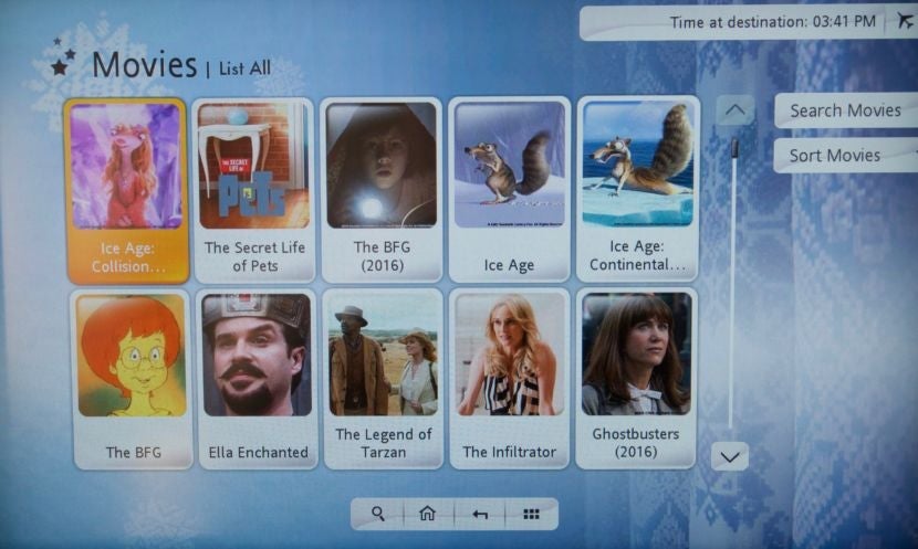 A wide selection of movies was available.