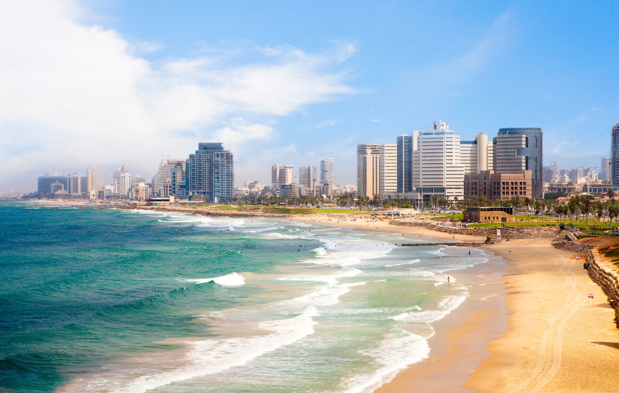 The Tel Aviv beachfront is gorgeous. Image courtesy of stellalevi via Getty Images.