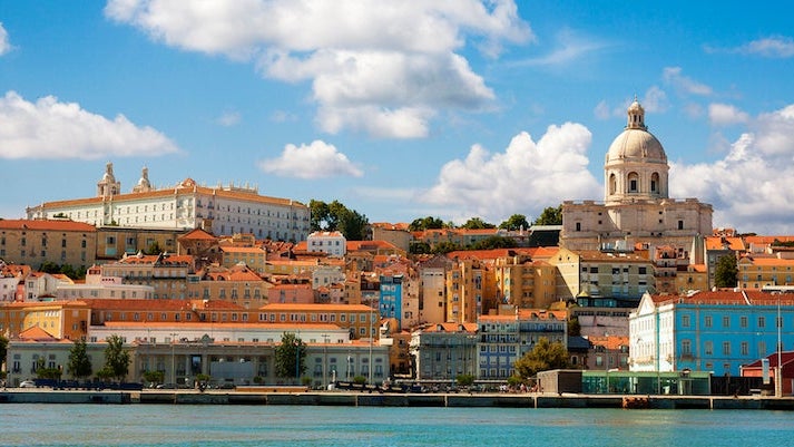 Beautiful view of Lisbon from the Tagus River.