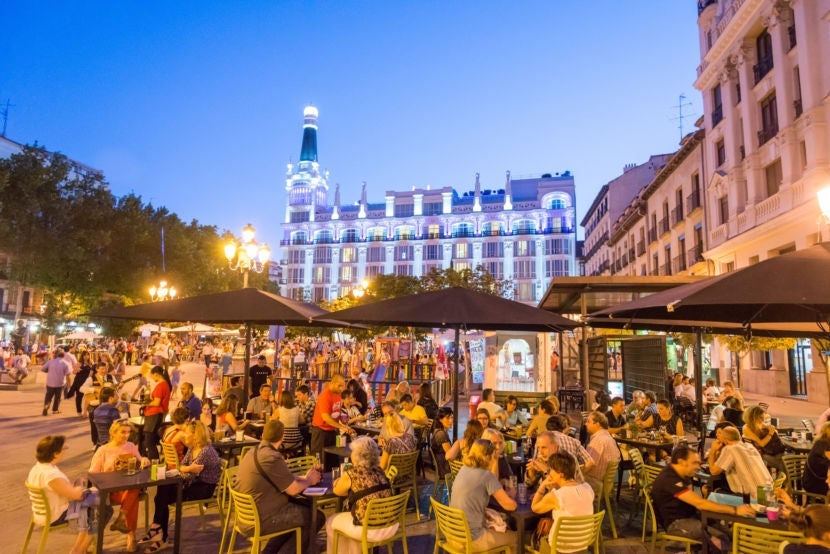 Dinners can run long into the night in Madrid. Photo courtesy of Alex Segre via Getty.