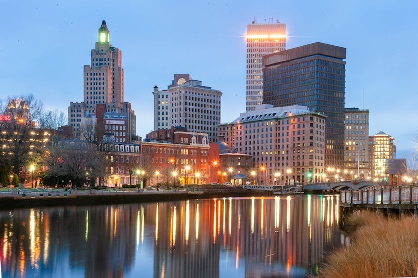 The skyline of downtown Providence. Image courtesy of Yiming Chen via Getty Images.