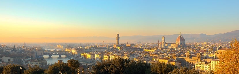 Aerial view of Duomo Cathedral in Florence Italy