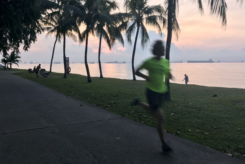 The best part about my sunrise run along Singapore's East Coast Park? Taking a dip in the sea after you're done. Image by the author.