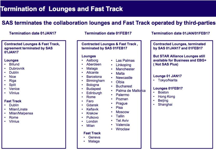 Access to third party lounges will be eliminated.