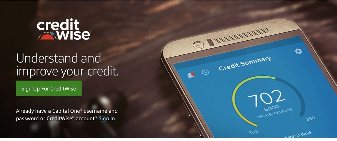 Capital One's Credit Wise is available for iPhone and Android users, along with a desktop version.