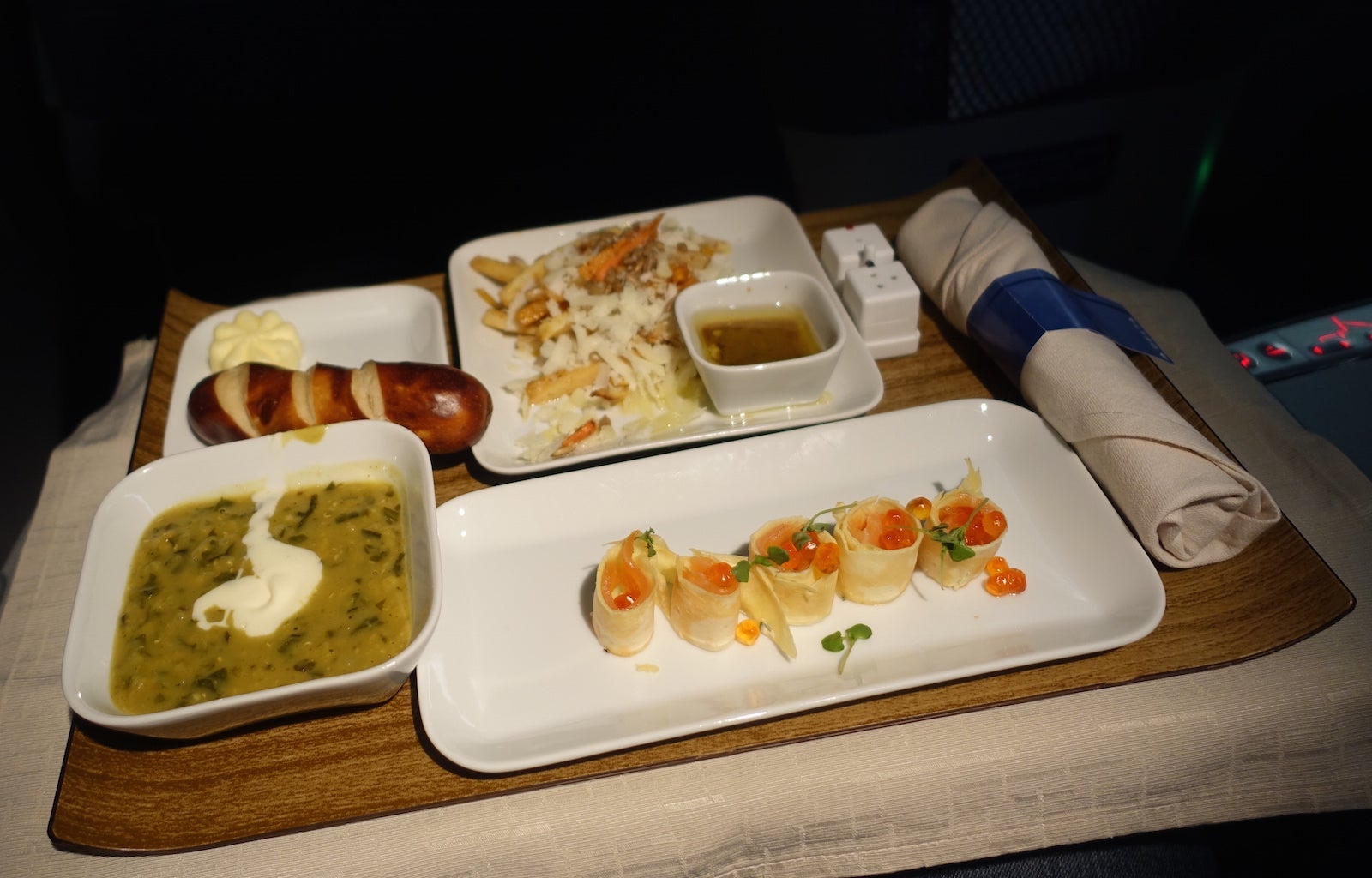 The appetizers included smoked salmon.