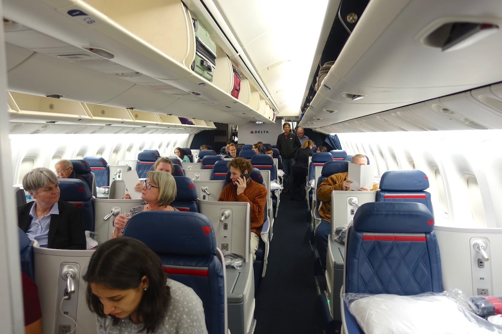 The whole business-class section is in a single cabin.