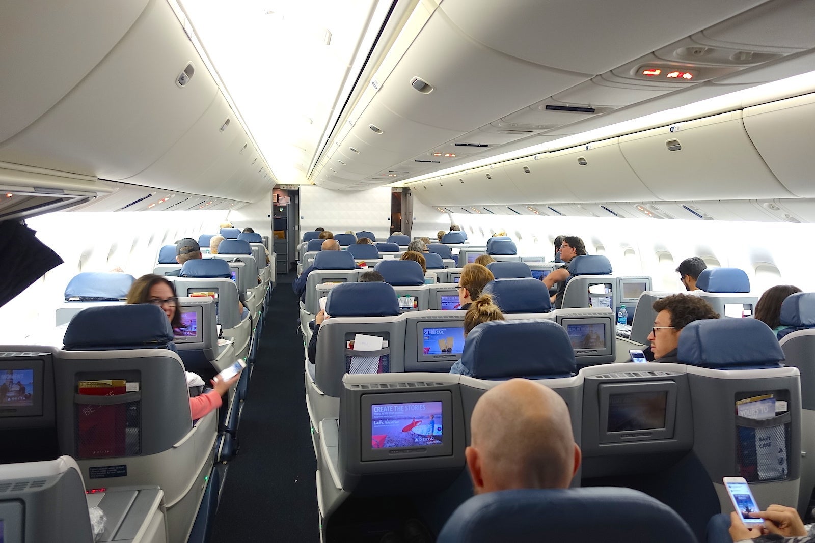 Time to board: the business class cabin from the back.
