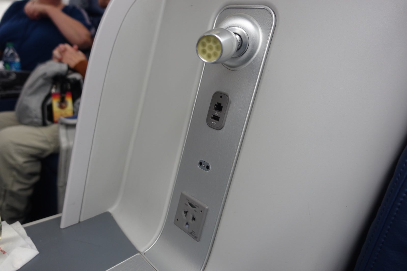 The reading light and power ports.