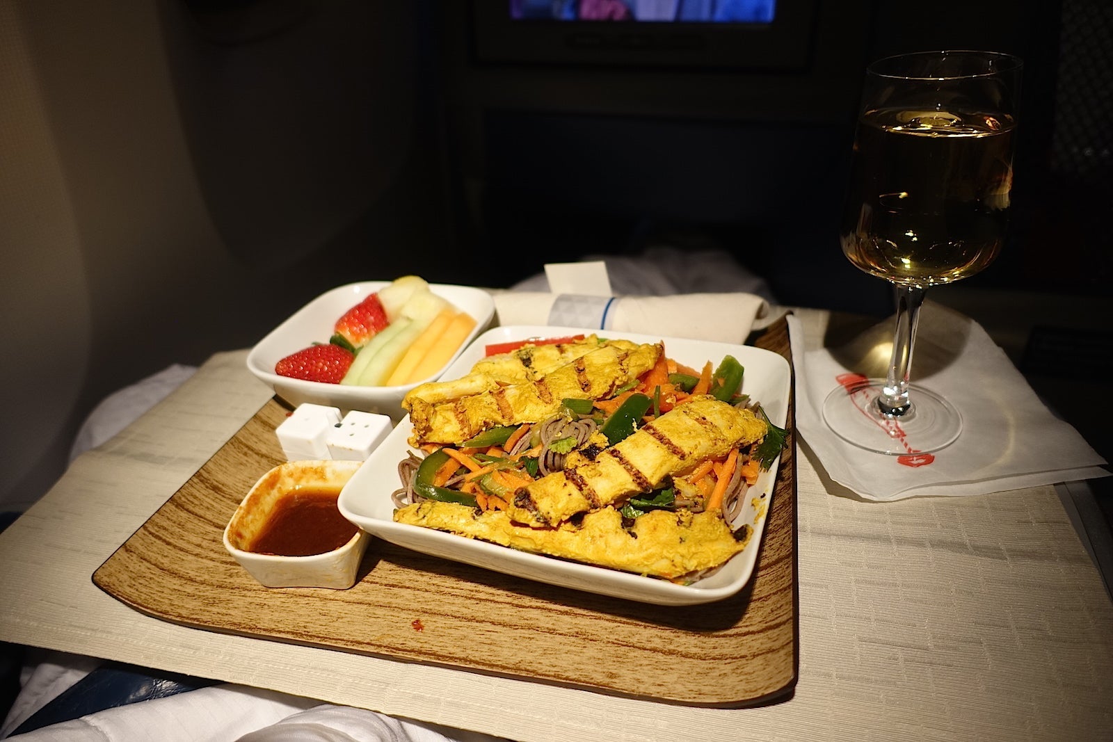 There was a pre-landing snack, and I chose the chicken with Asian noodles.