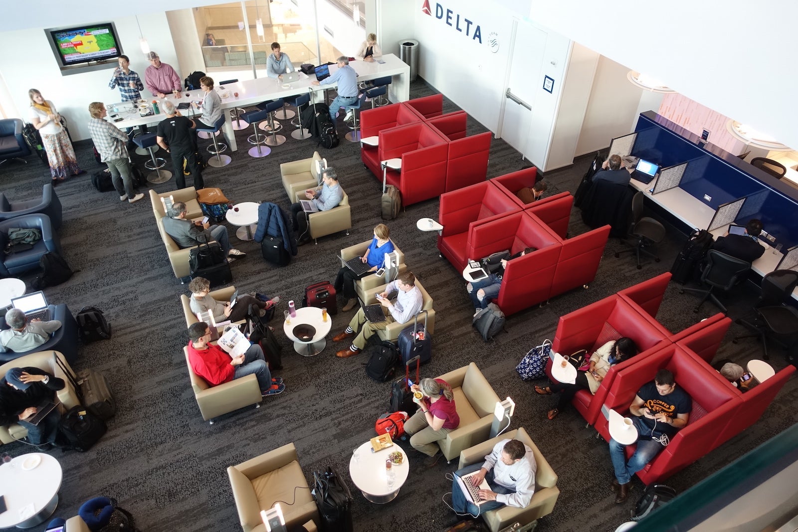 An overhead shot of the lounge.