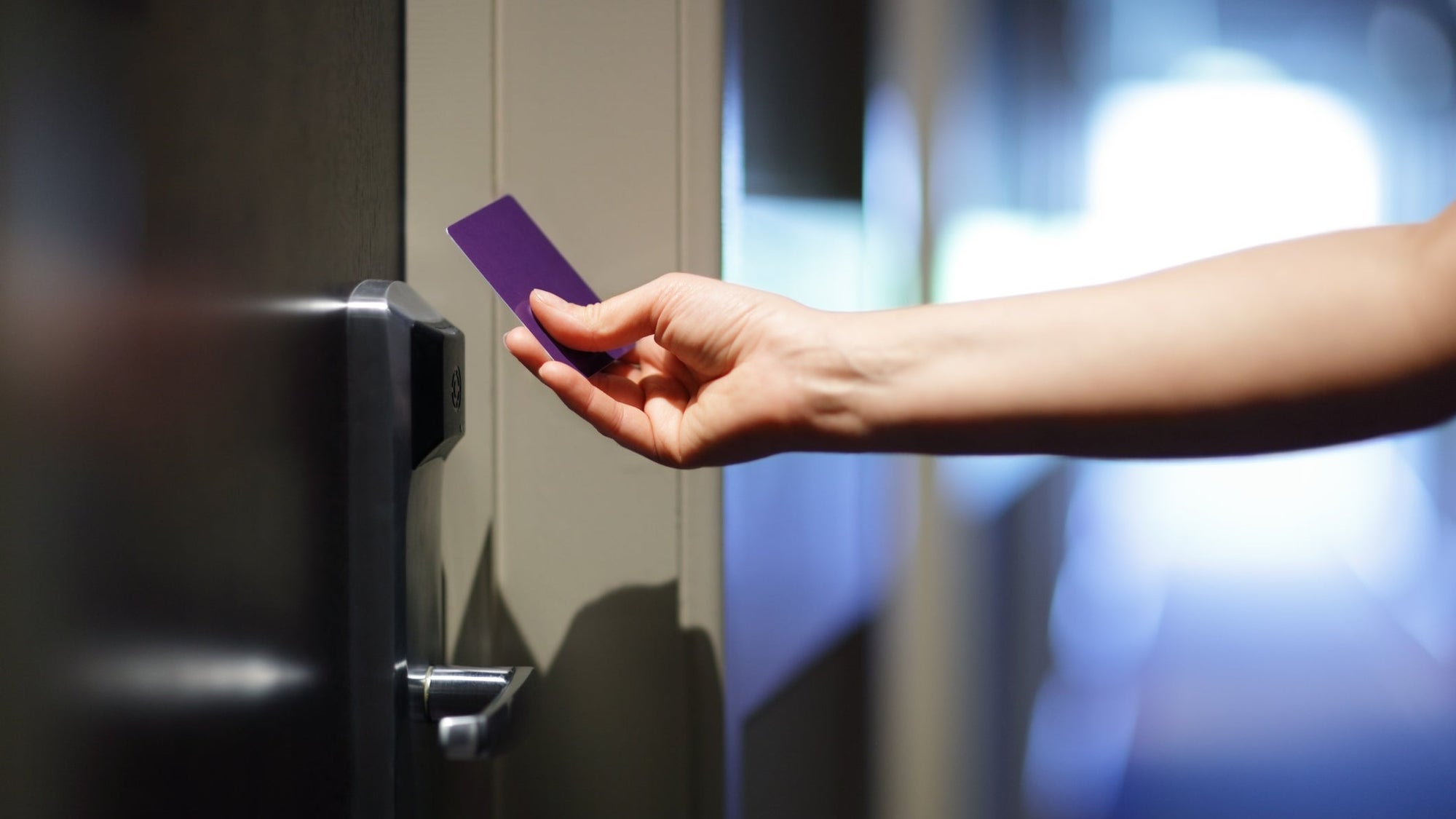 Opening hotel door with keyless entry card