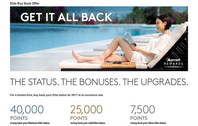 Buy Back Your Marriott Elite Status Starting at 7,500 Points - The