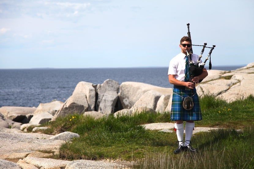 Hear the bagpipes calling at Peggy's Cove in Nova Scotia. Image by the author.