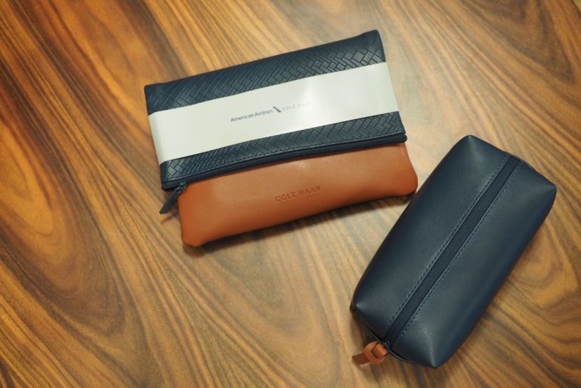 American's new international amenity kits. First class kit featured with the AA band that comes with it.