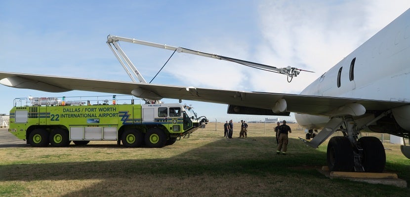 DFW firefighters can drill into an aircraft to fight fires.