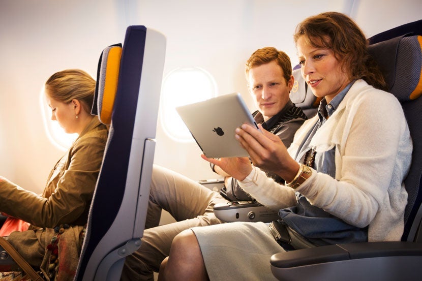 By converting to a wireless in-flight entertainment system, Lufthansa Group was able to reduce both maintenance and fuel costs. Image courtesy of Lufthansa Group.