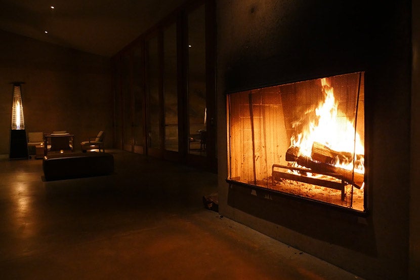 Huge fireplaces add character, both inside and out.