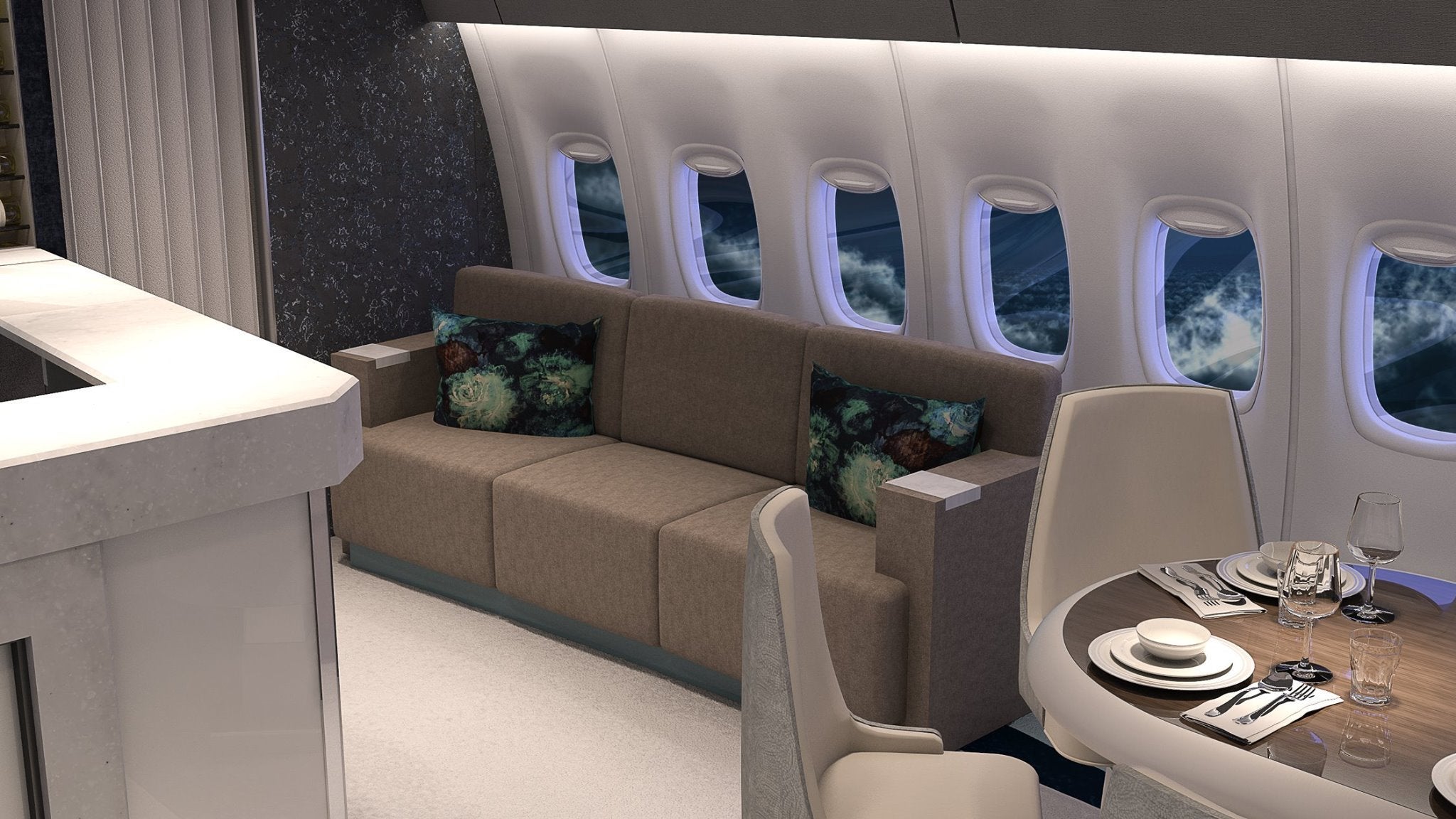 One of the lounge areas on Crystal's new AirCruise.