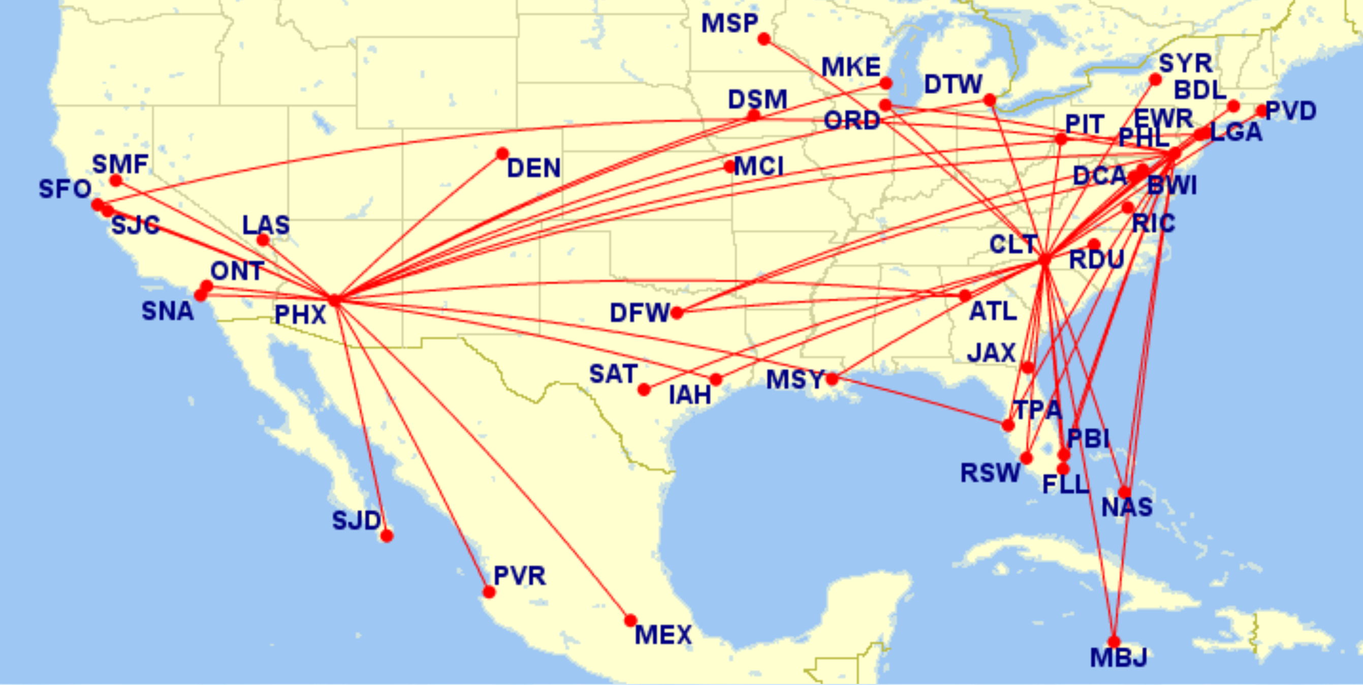 AA A320 routes