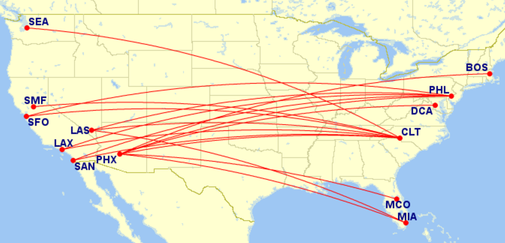 AA A321 long routes