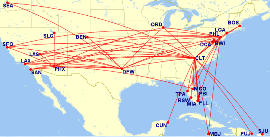 AA A321 routes