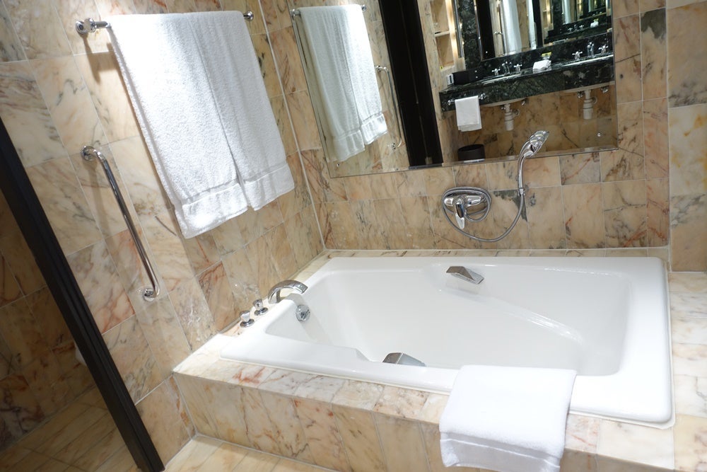 Sunken bathtub.