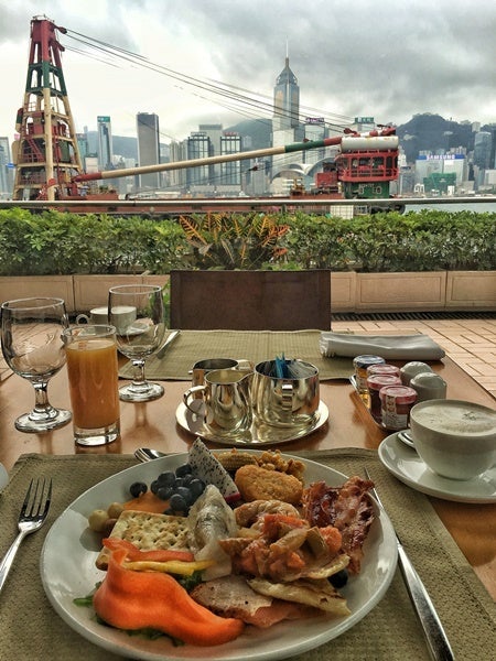 I don't think I've ever had such a great view while eating roti, eggs and dragon fruit at the same time.