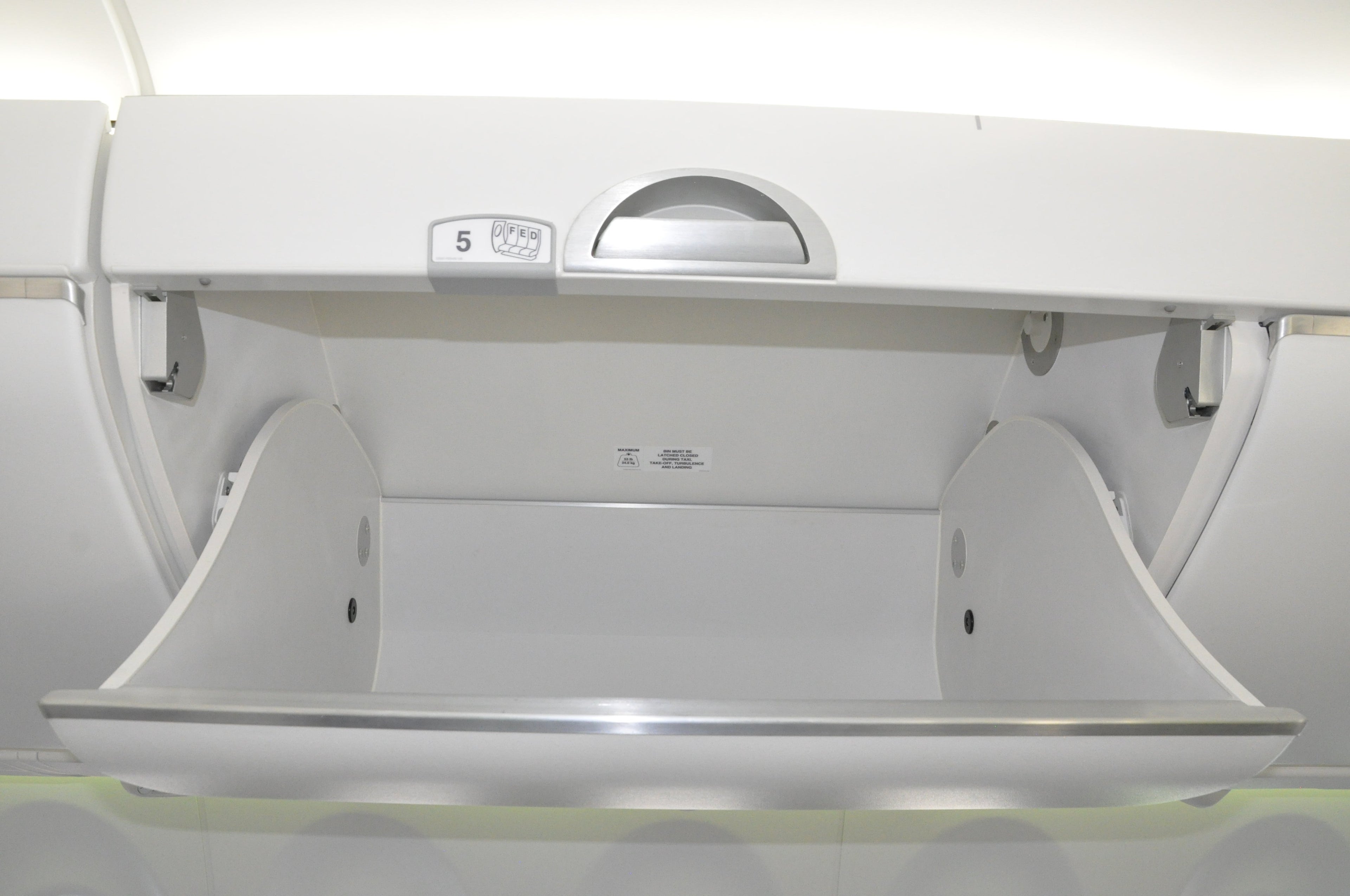 Roomy overhead bins on the Bombardier CS300