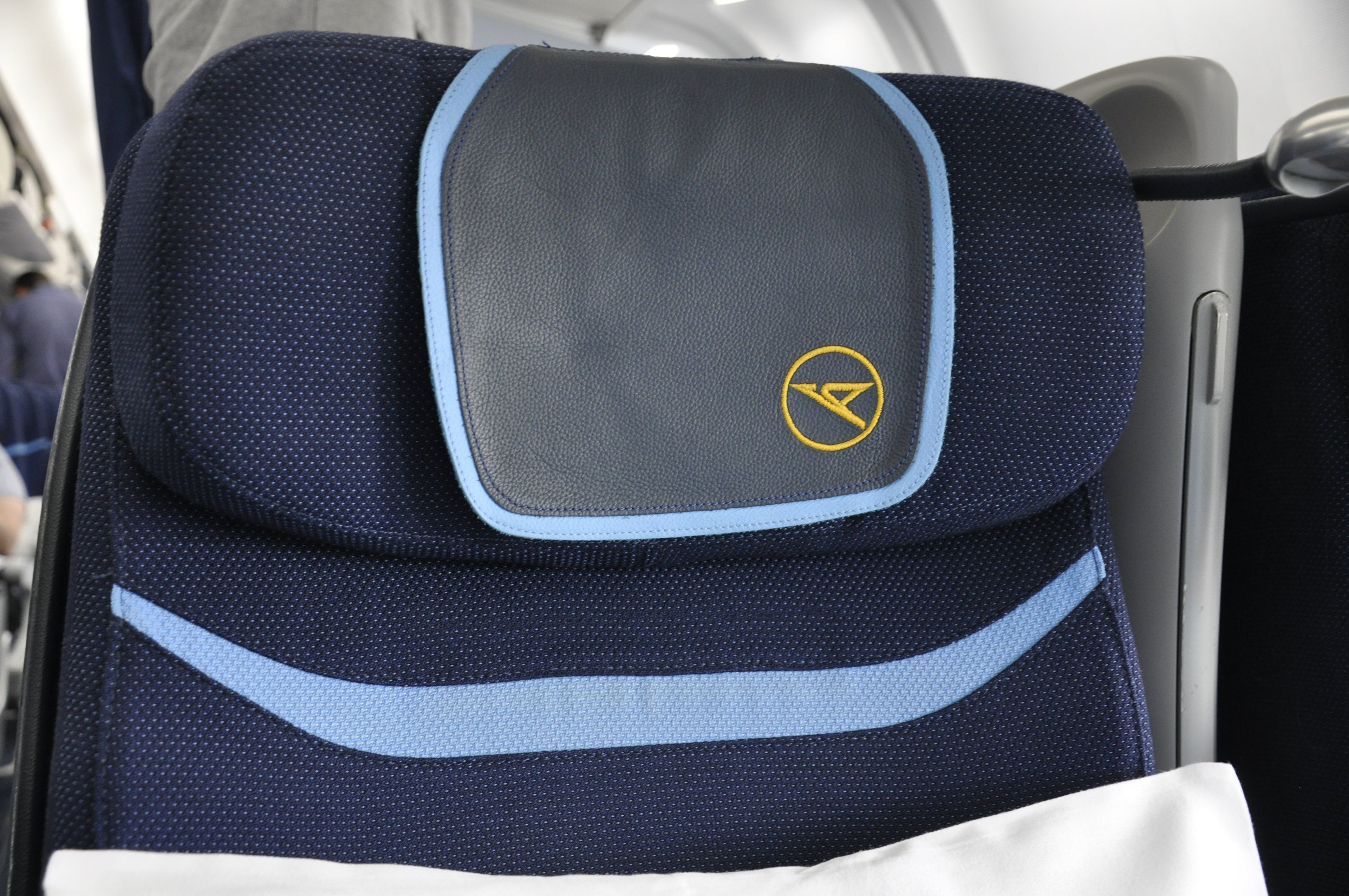 The adjustable head rest and cushion on Condor's Business Class