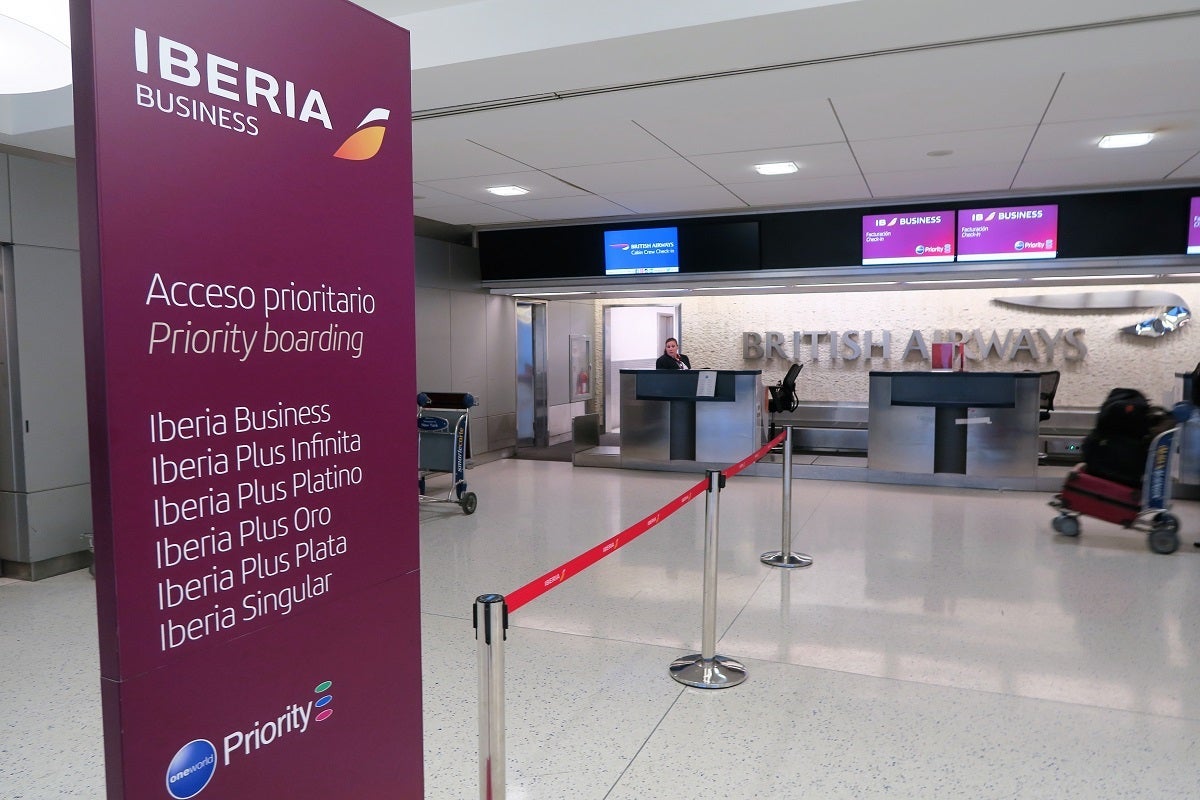 Iberia Business Class check-in desk