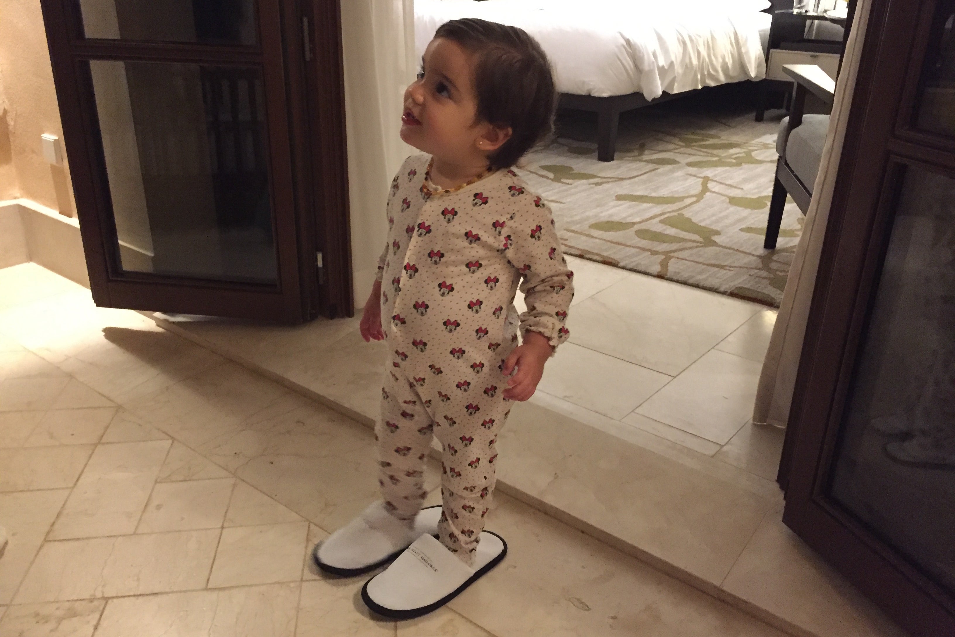 Park Hyatt Mallorca Evy in slippers on patio 1