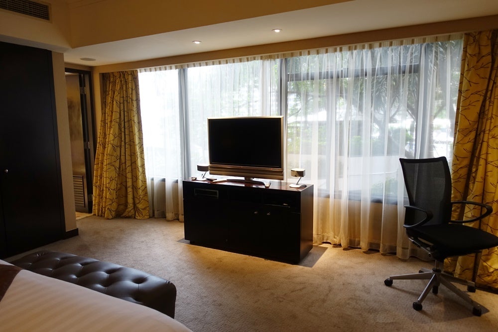 The window and TV.
