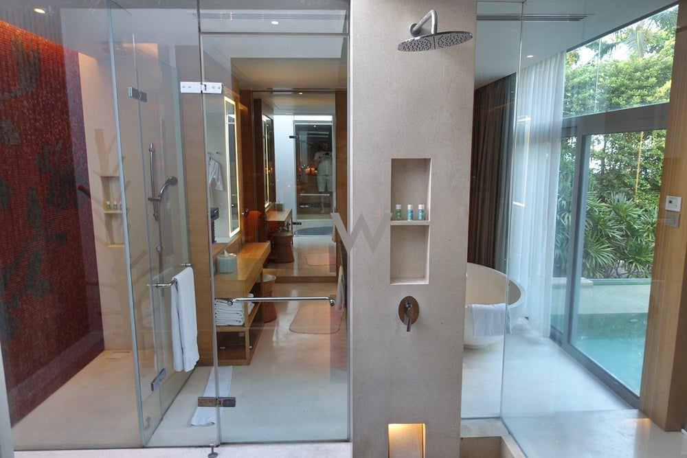 The shower area.