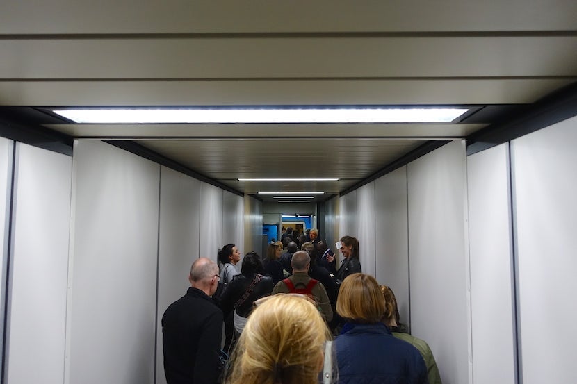 Waiting on the jet bridge.