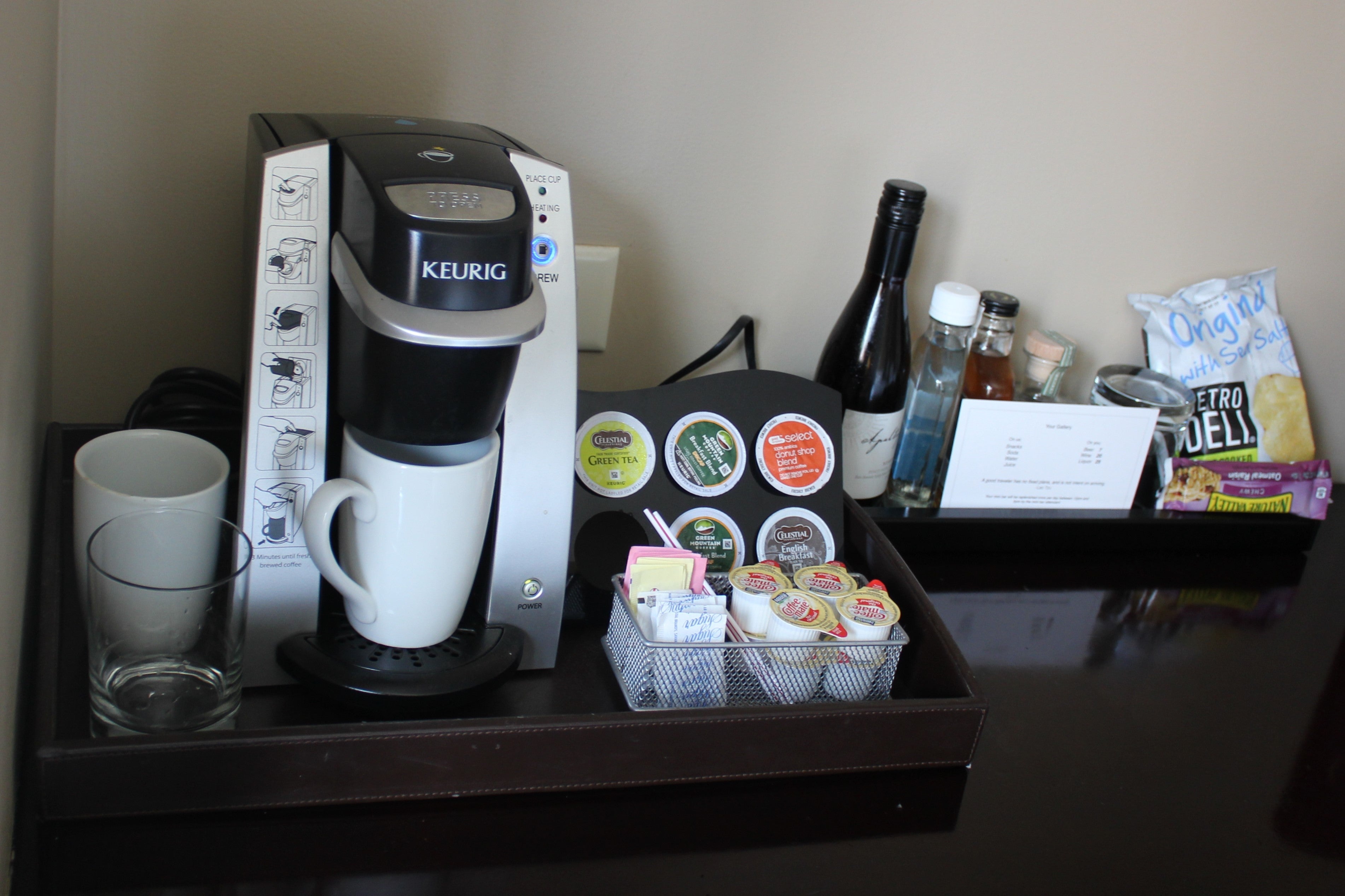 The complimentary mini bar was extremely small.