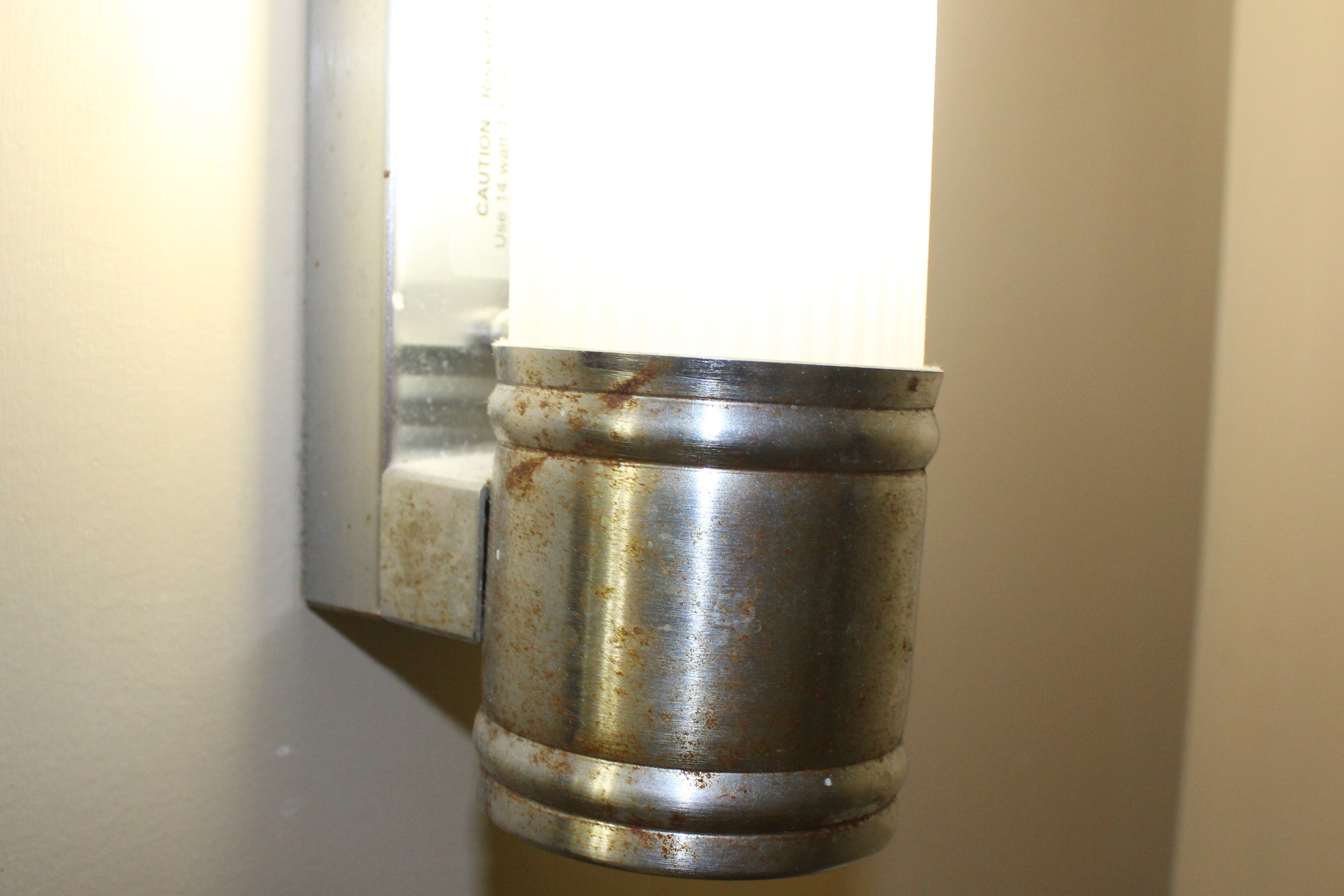 After taking a closer look, corrosion could be seen on some of the bathroom's metallic surfaces.