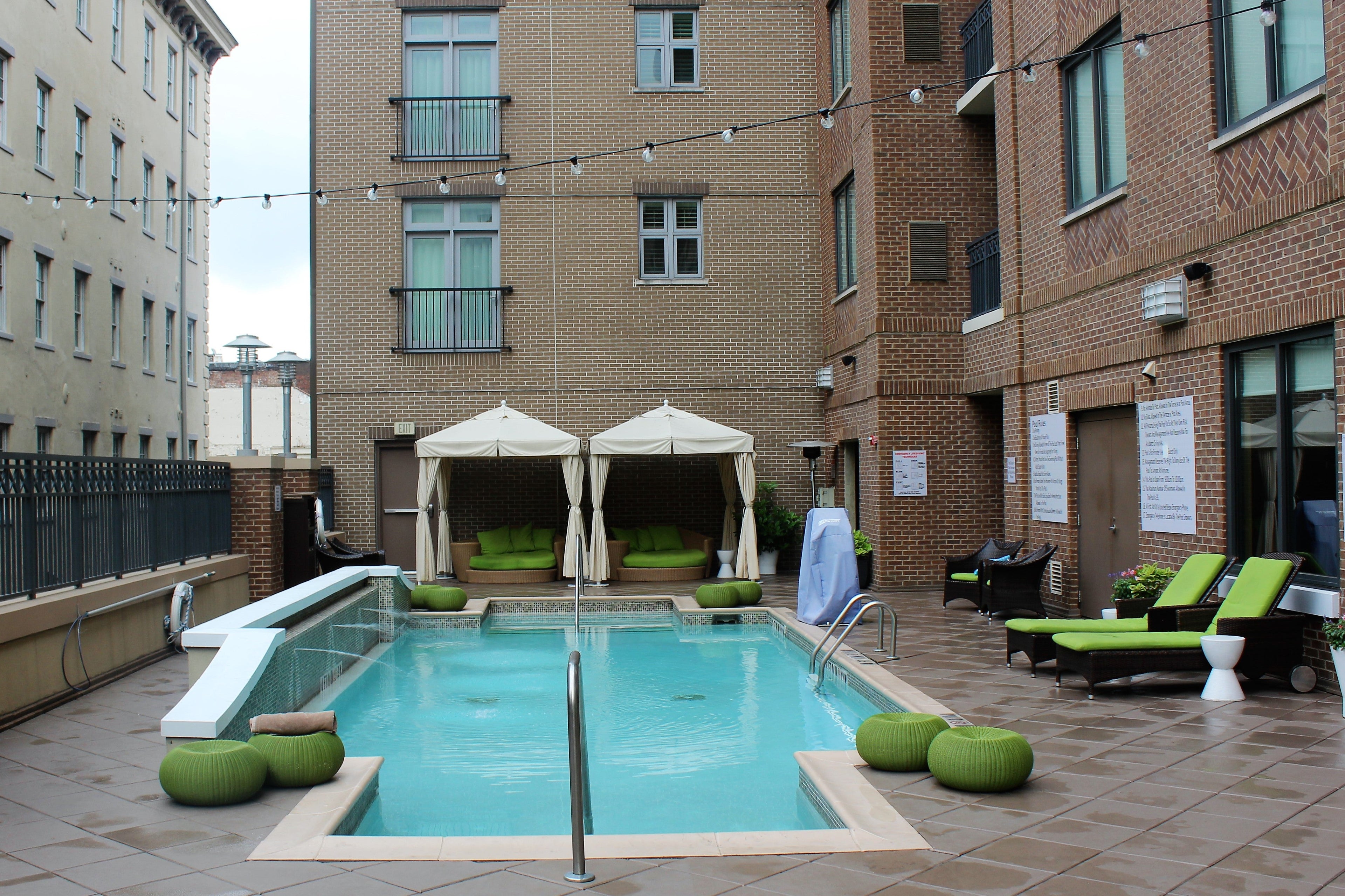 The pool was a classic rectangular design with a small water feature on the left hand side.