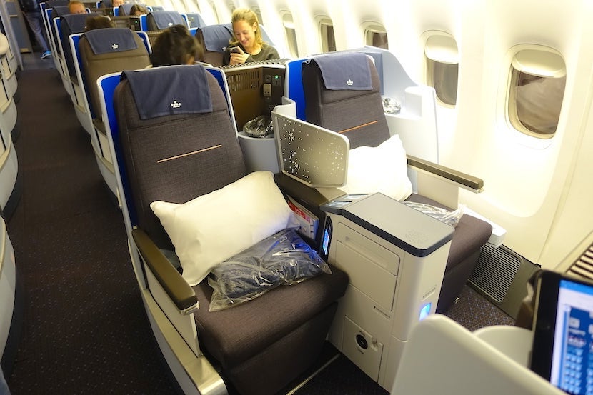 A shot of the seats along the side of the cabin.