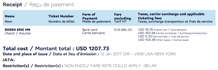 My total fare came to just $1,208.
