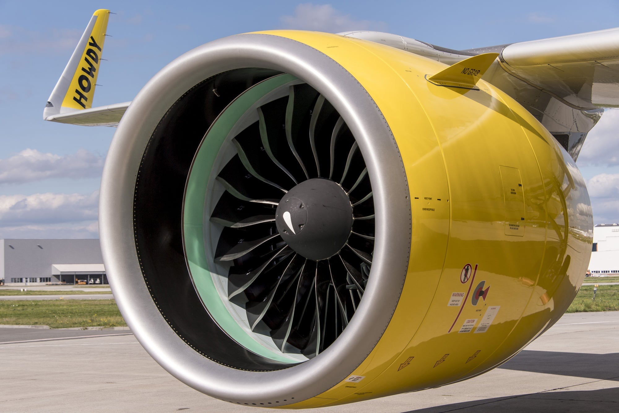 The Pratt & Whitney PW1100G engine, on a Spirit Airlines A320neo