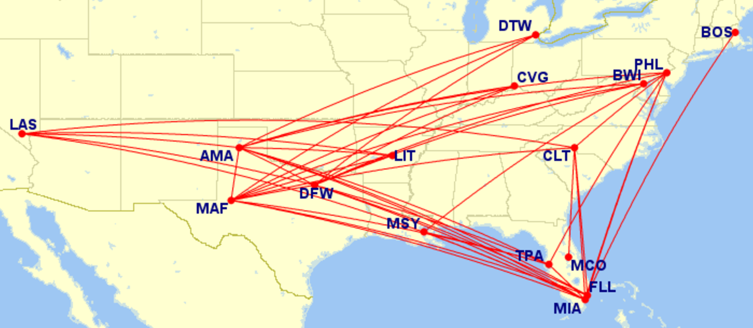 AA Basic Economy routes June 7
