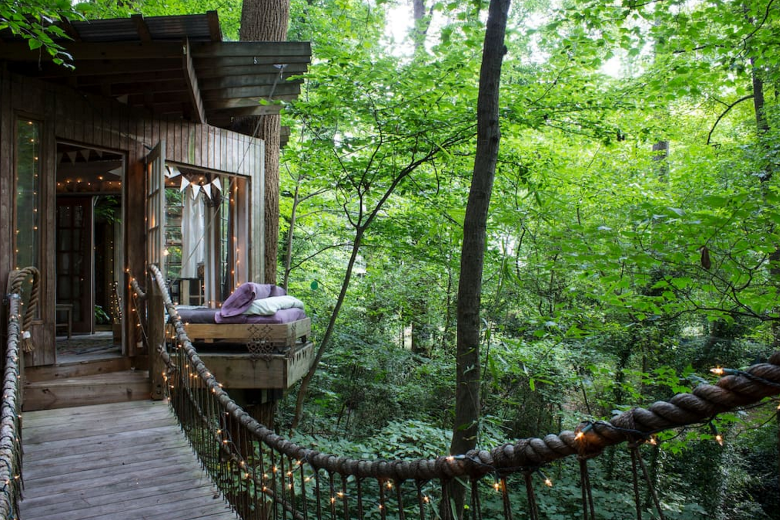 The bed can be rolled out for an enhanced view. Photo courtesy of Airbnb.
