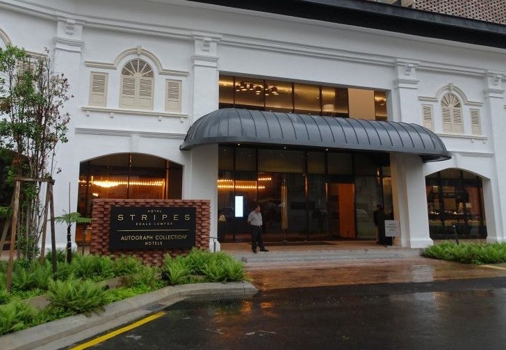 The front entrance to Hotel Stripes on Jalan Kamunting in Kuala Lumpur.